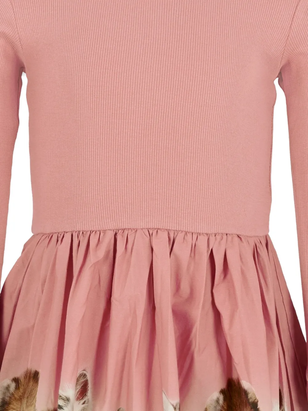 Molo Ribgebreide jurk met dierenprint Roze