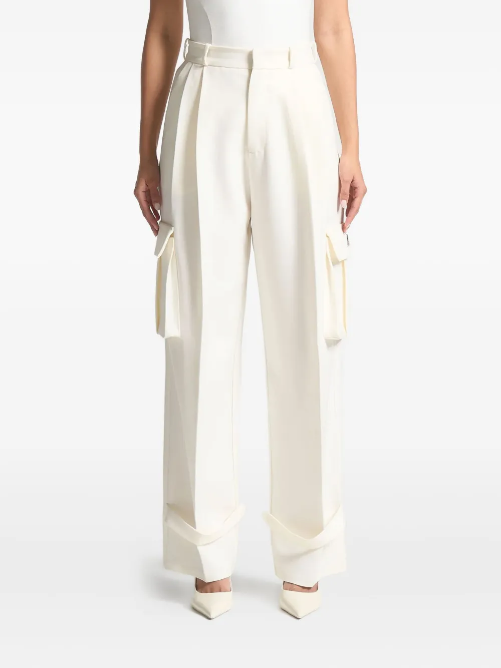 Manière De Voir Danielle Pleated Cargo Trousers In White