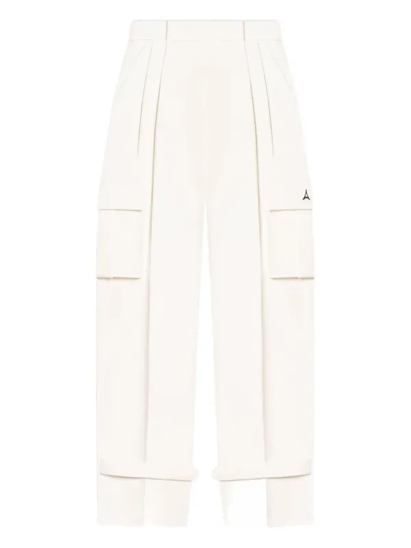 Manière De Voir Danielle Pleated Cargo Trousers White