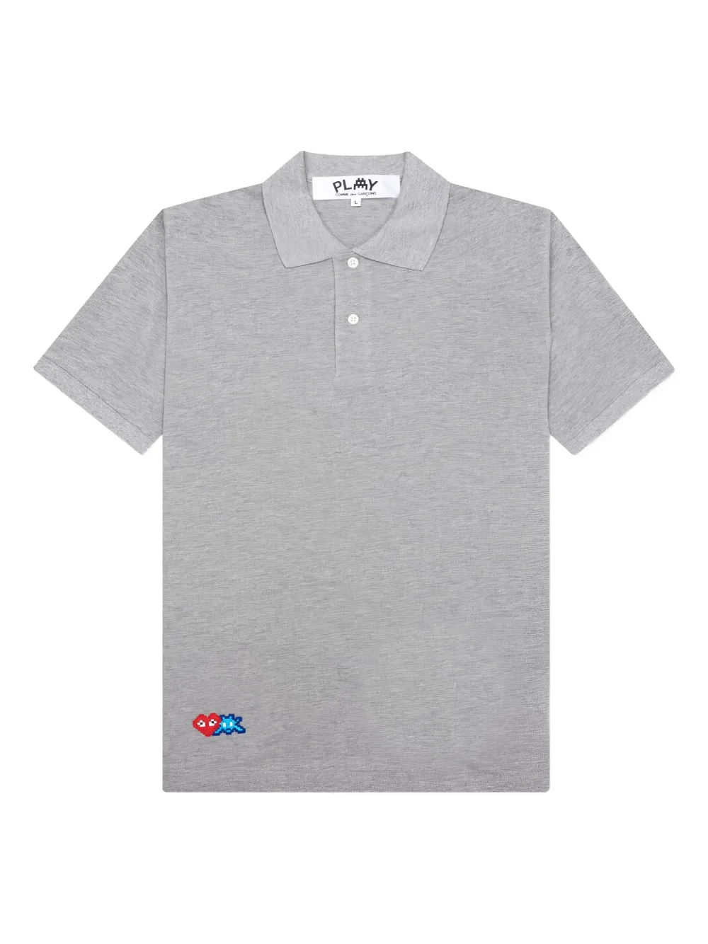 Comme Des Garçons Play x Invader heart polo shirt | Grey | Image 1