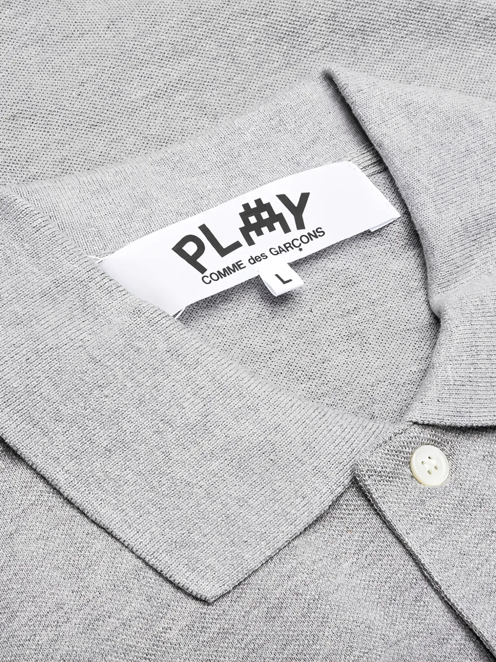 Comme Des Garçons Play X Invader Heart Polo Shirt In Gray