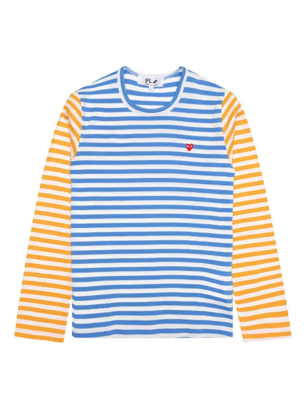 PLAY ストライプ 長袖Tシャツ Comme Des Garçons Play ストライプ ロングTシャツ | ブルー | FARFETCH JP