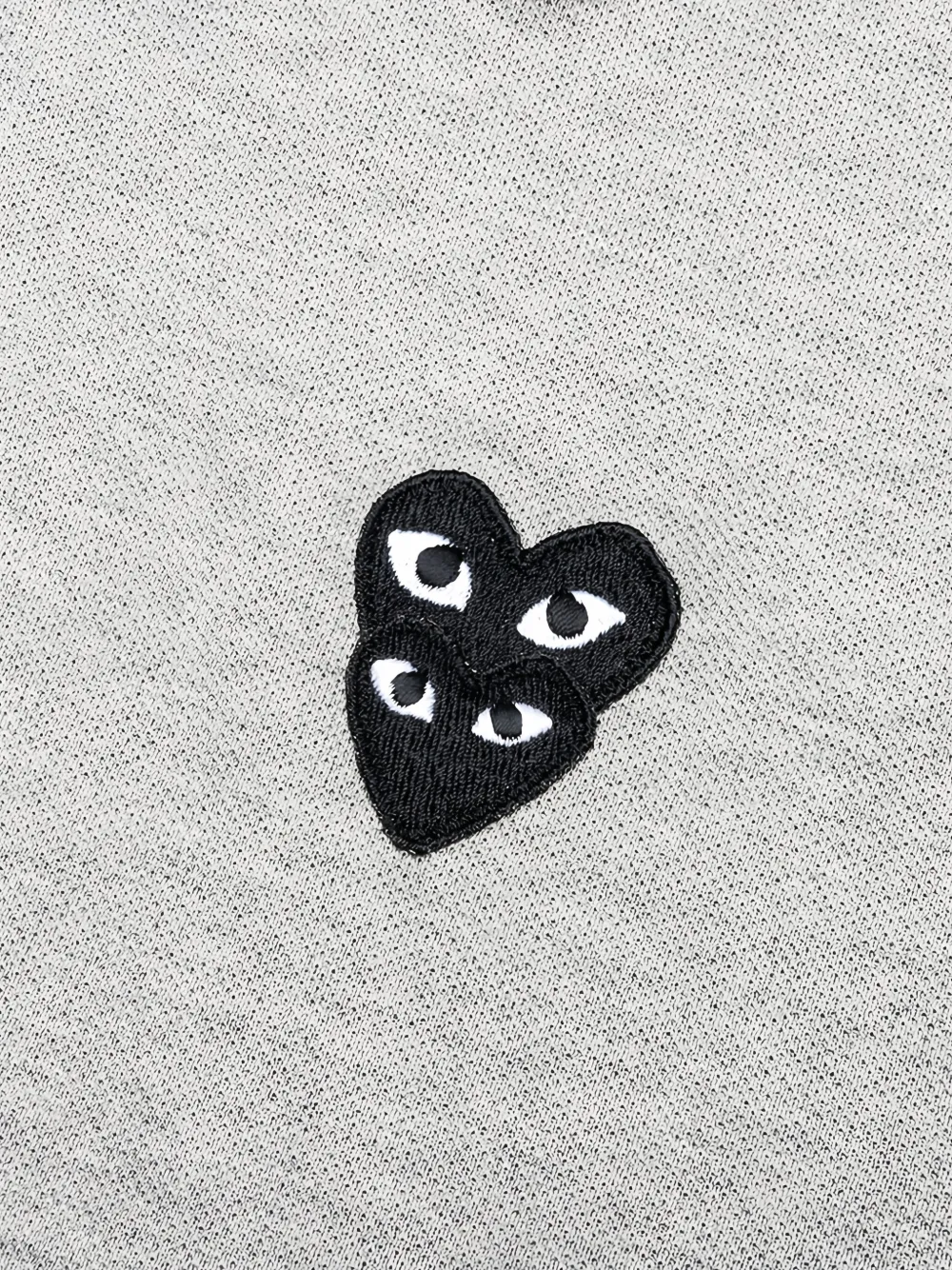 Comme Des Garçons Play Stacked Heart Polo Shirt In Gray