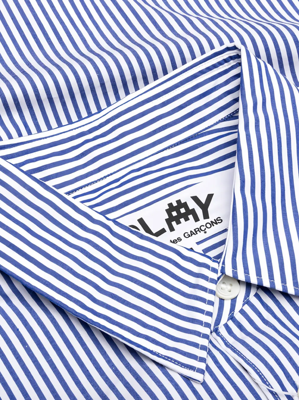 Comme Des Garçons Play Broad-striped Heart-embroidered Shirt In Blue