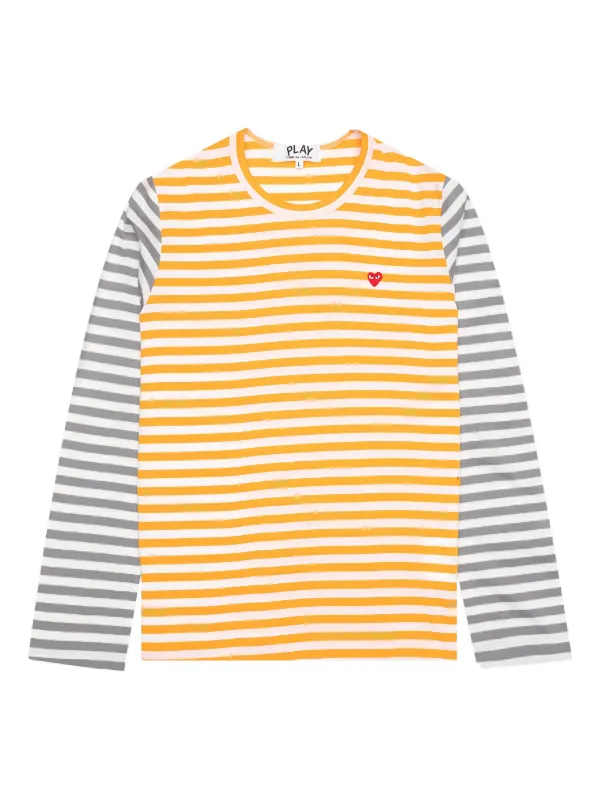 COMME des GARÇONS ストライプ 長袖Tシャツ　イラスト Comme Des Garçons Play ストライプ ロングTシャツ | イエロー