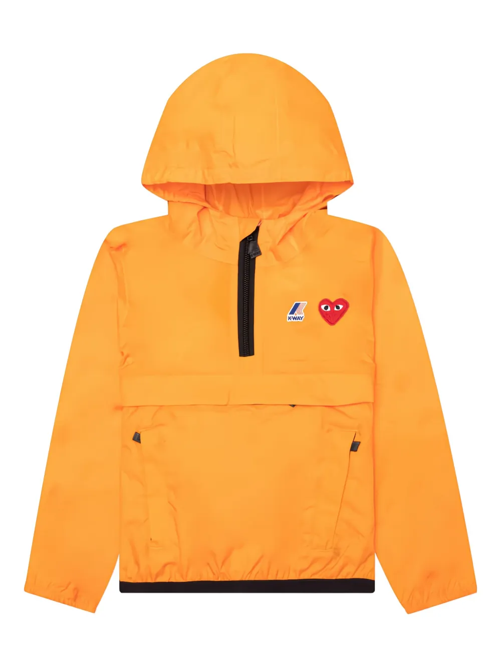 Comme Des Garçons Play Kids x K-Way heart-logo half-zip jacket | Orange | Image 1