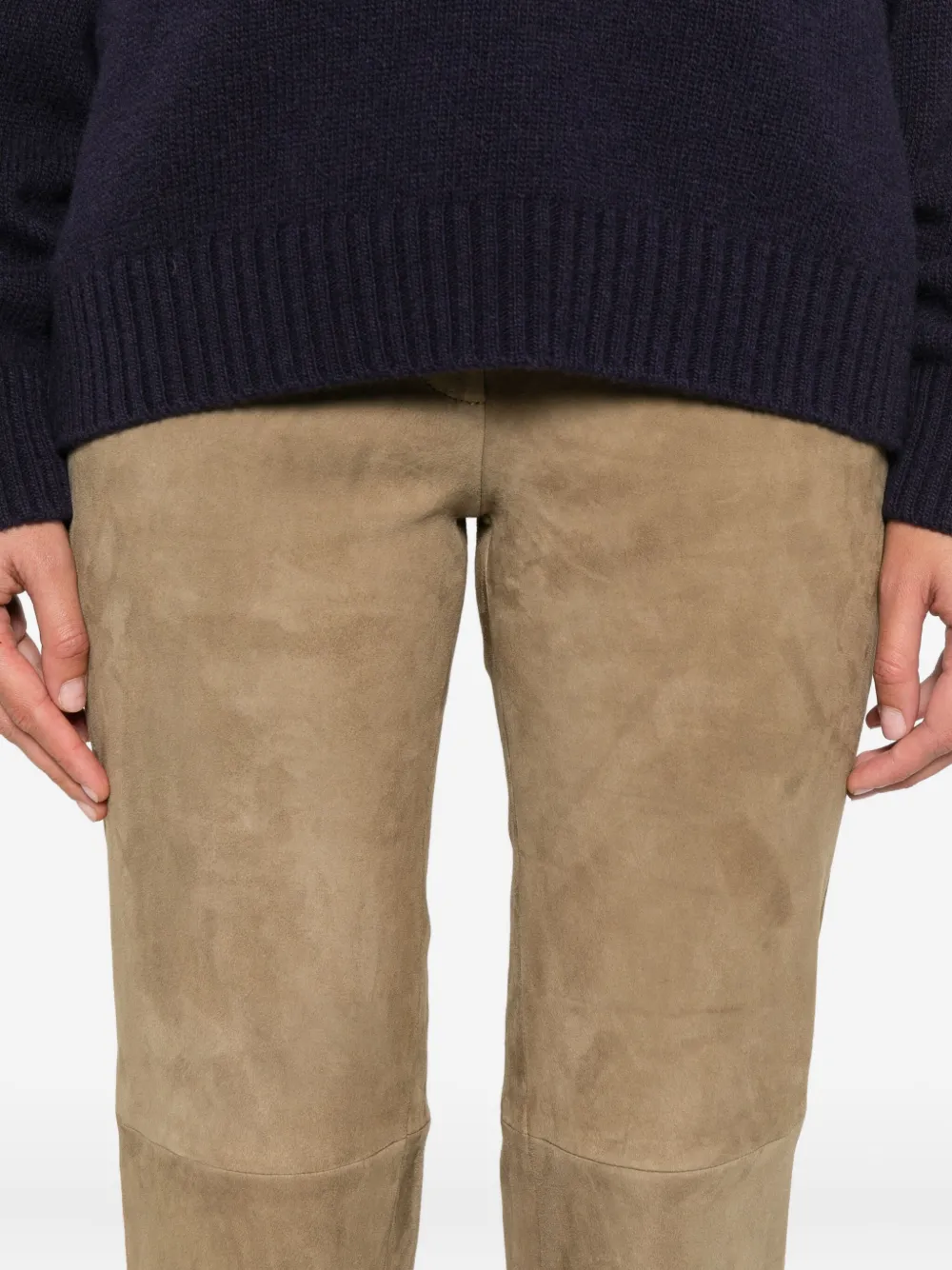 Hemisphere Suede Trousers In Brown
