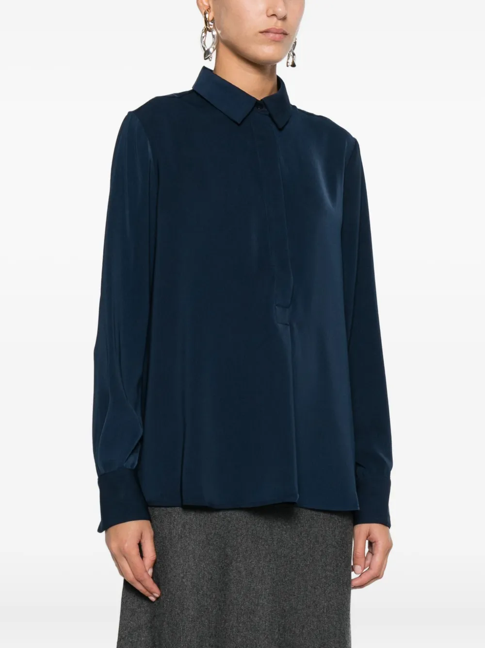 Hemisphere Long-sleeved Blouse In Blue