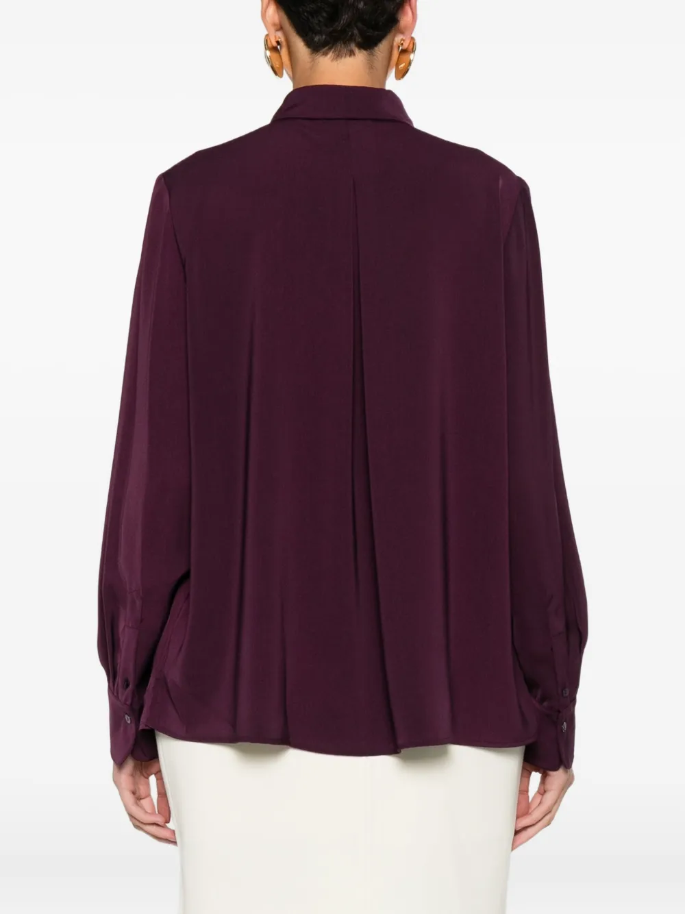 Hemisphere Long-sleeved Collared Blouse In Purple