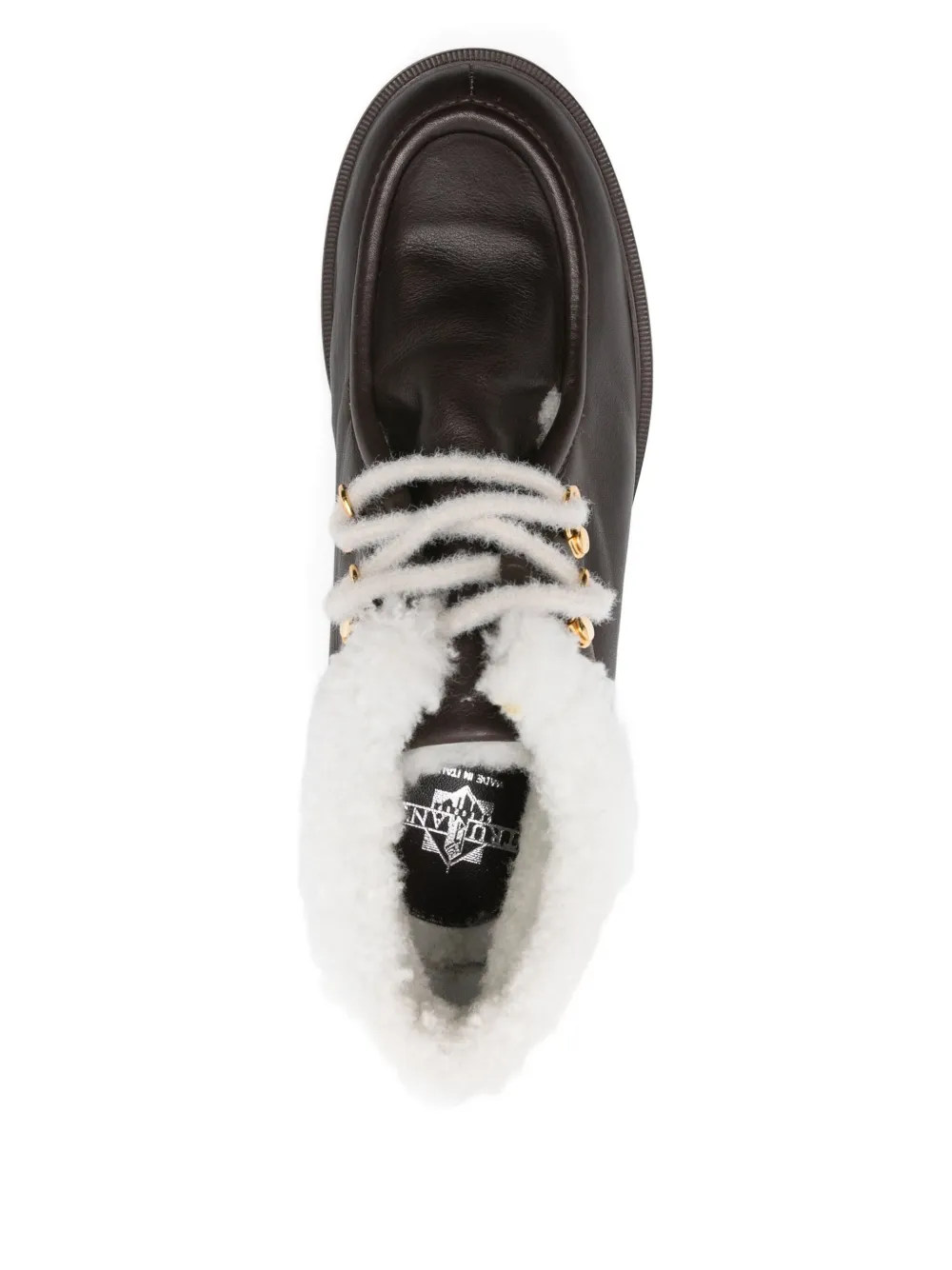 Truman's Shearling-trimmed Lace-up Boots In Brown