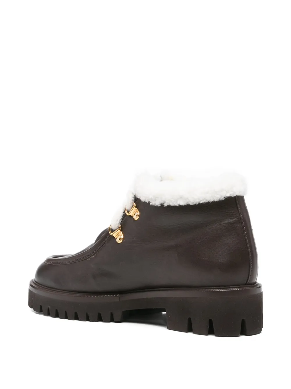 Truman's Shearling-trimmed Lace-up Boots In Brown