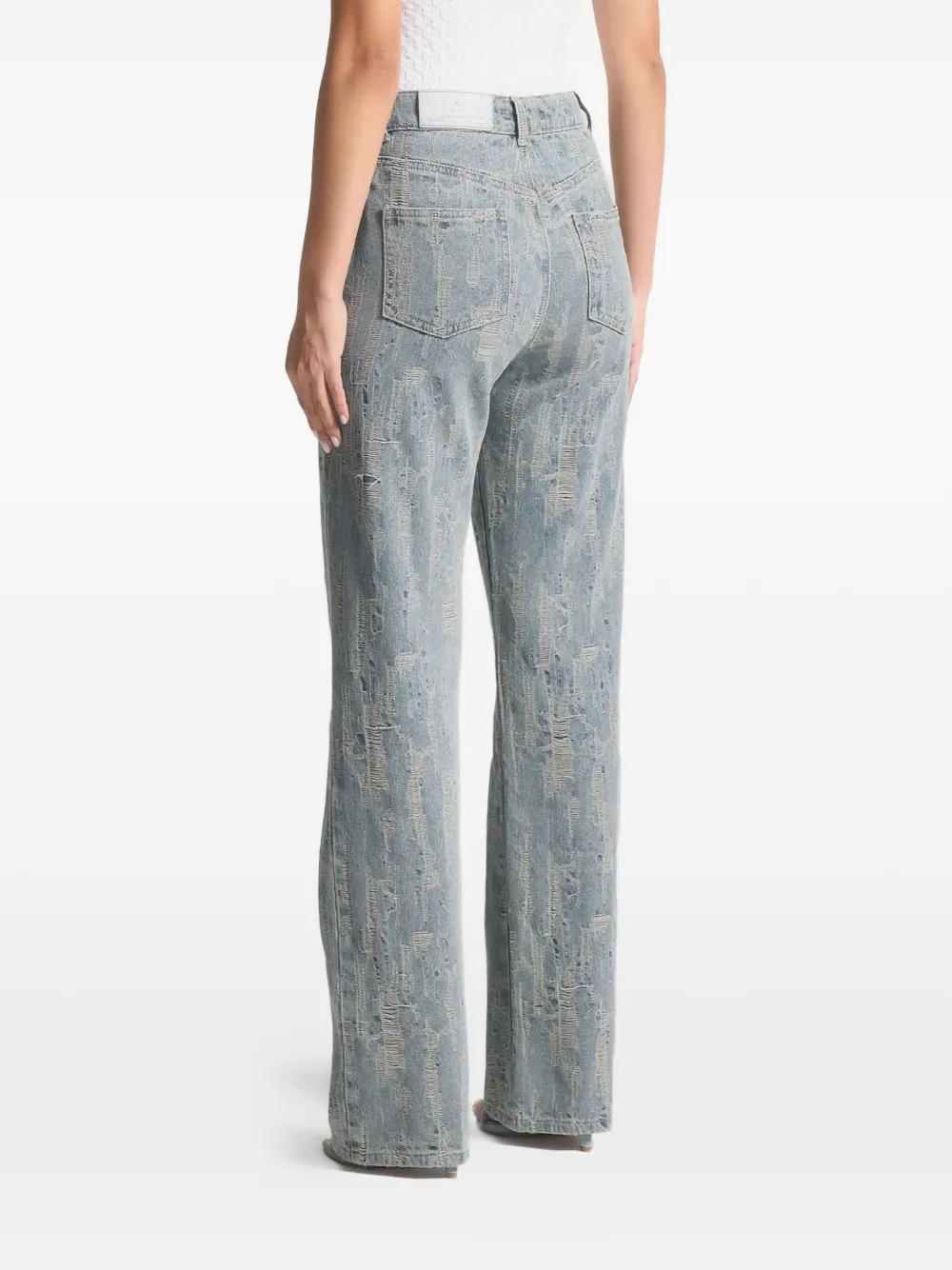 Manière De Voir Posie gerafelde high-waist traight jeans Blauw