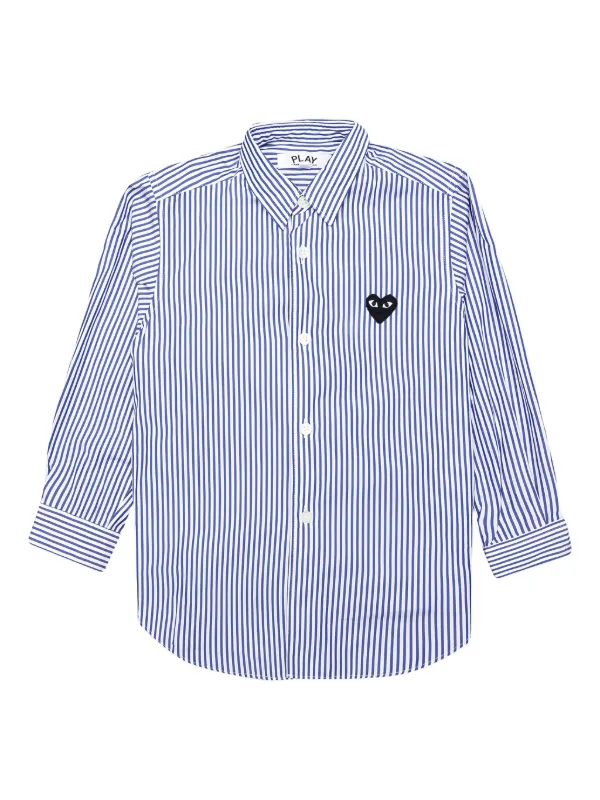Comme Des Garçons Play Kids ストライプ ハートロゴ シャツ | ブルー 