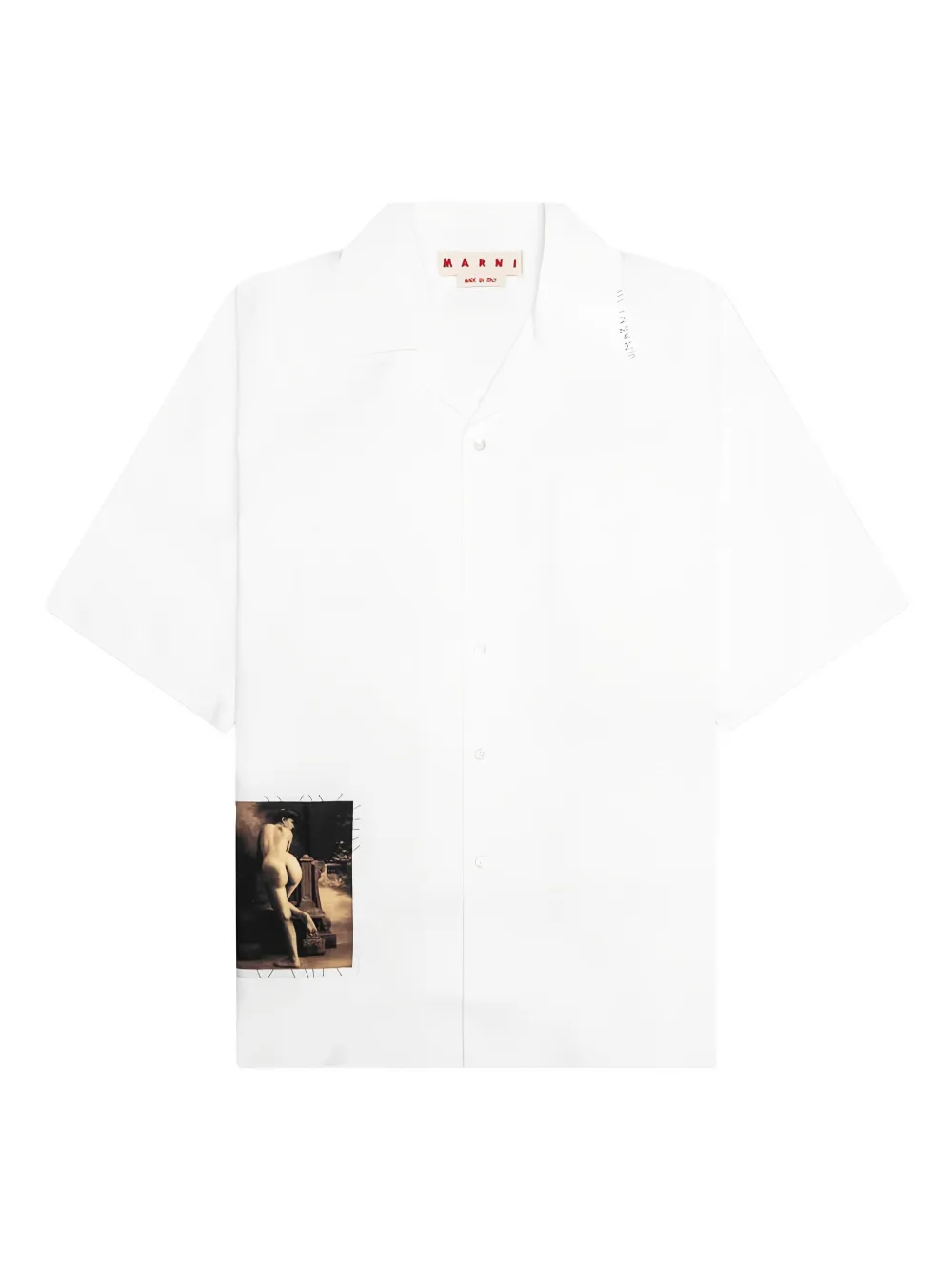 Marni embroidered-patch bowling shirt | White | Image 1