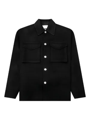 Jil Sander ロゴプリント シャツジャケット | ブラック | FARFETCH JP