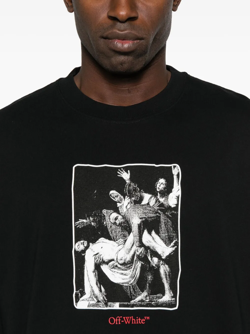 Off-White T-shirt met grafische print Zwart