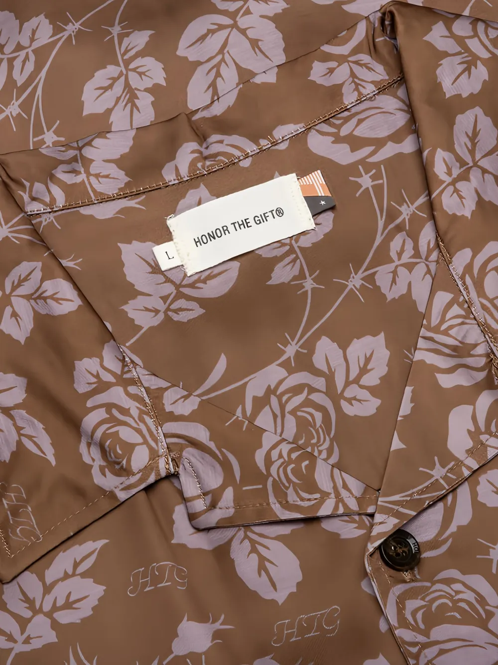 Honor The Gift Geweven overhemd met roosprint Bruin