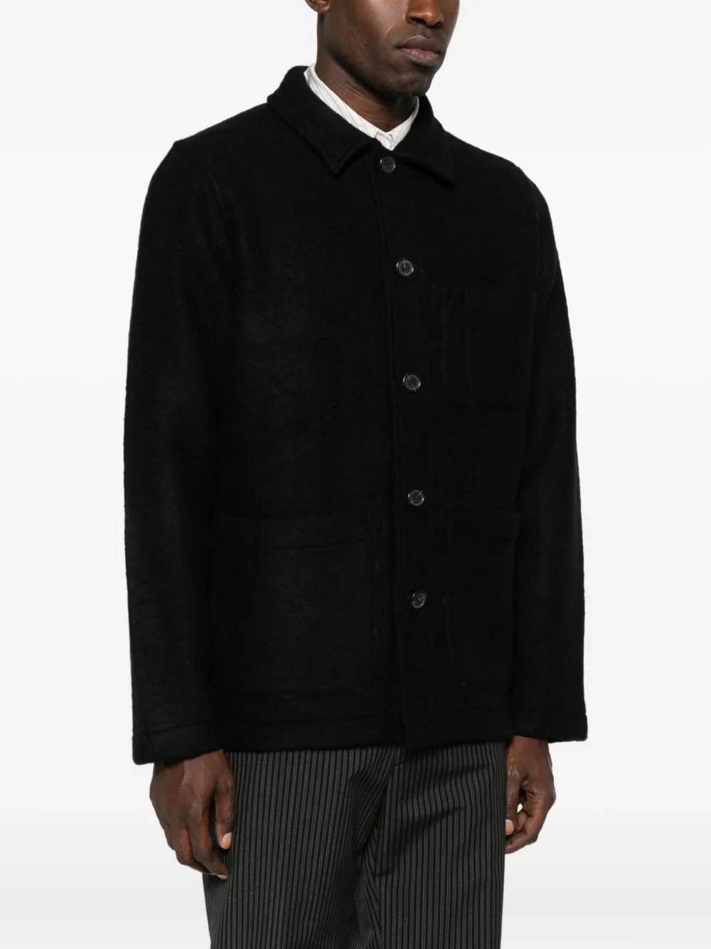  Universal Works Button-front Patch-pocket Jacket - Black 