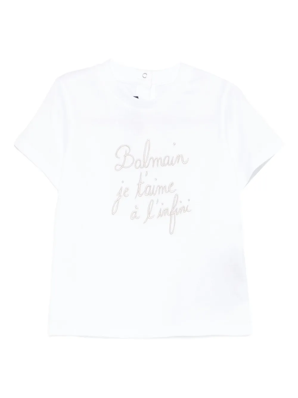 Balmain Kids slogan-embroidered T-shirt - Bianco
