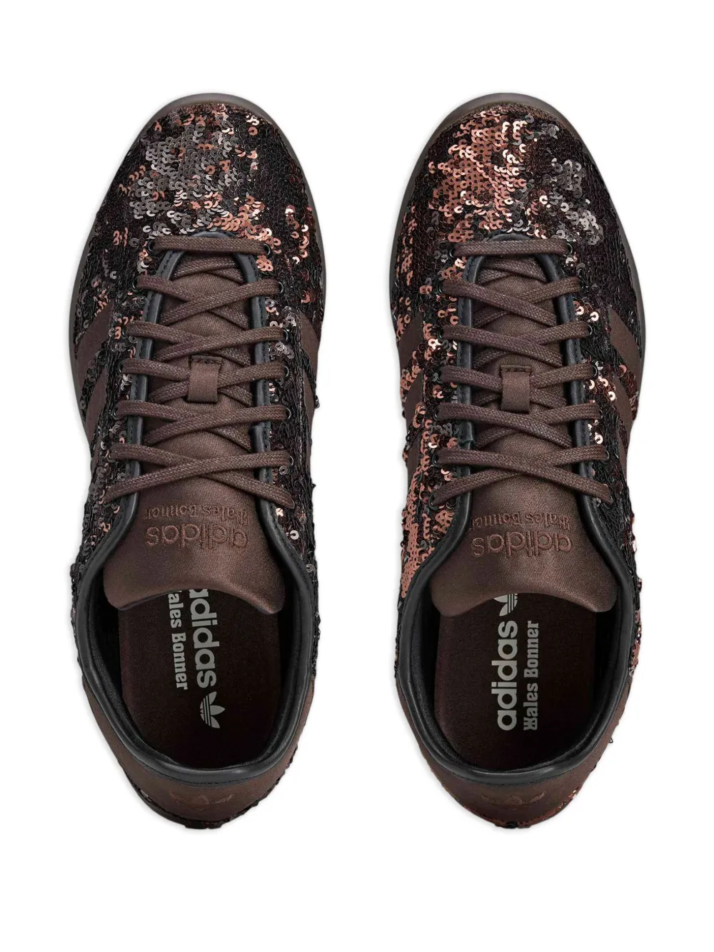 adidas x Wales Bonner gestreepte sneakers met pailletten Bruin
