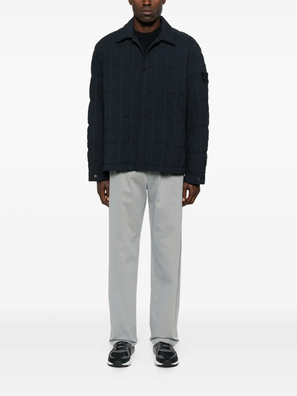 Stone Island ribbed-knit logo-patch sweater - Blauw