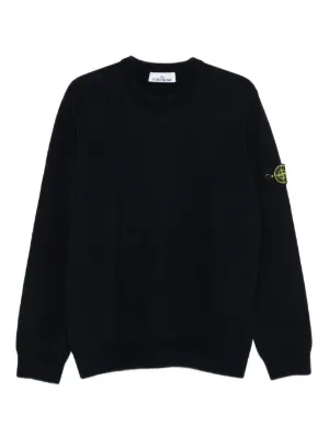 【入手困難】STONE  コンパスロゴパッチ ニット セーター L Stone Island コンパスバッジ スウェットシャツ | ブラック | FARFETCH JP
