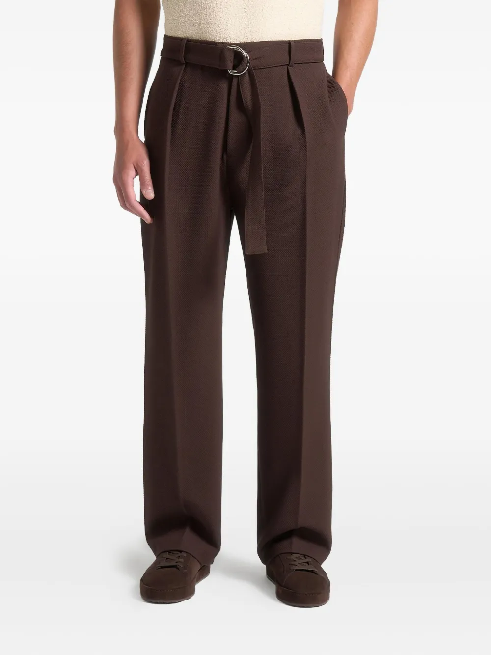 Manière De Voir Louis belted pleated trousers | Brown | Image 1
