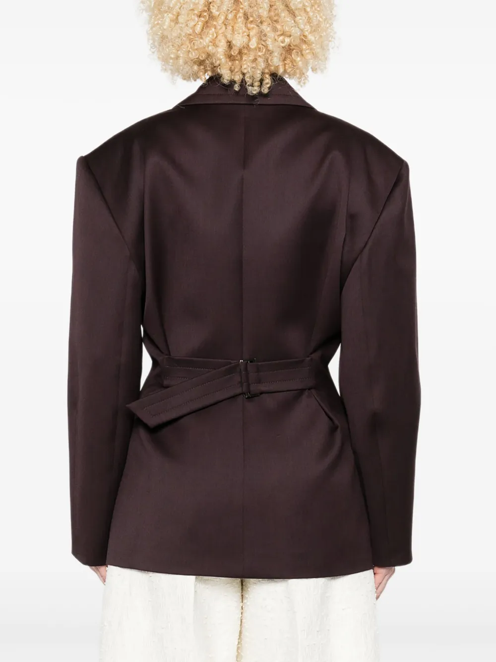 Magda Butrym Blazer met dubbele rij knopen en krijtstreep Rood