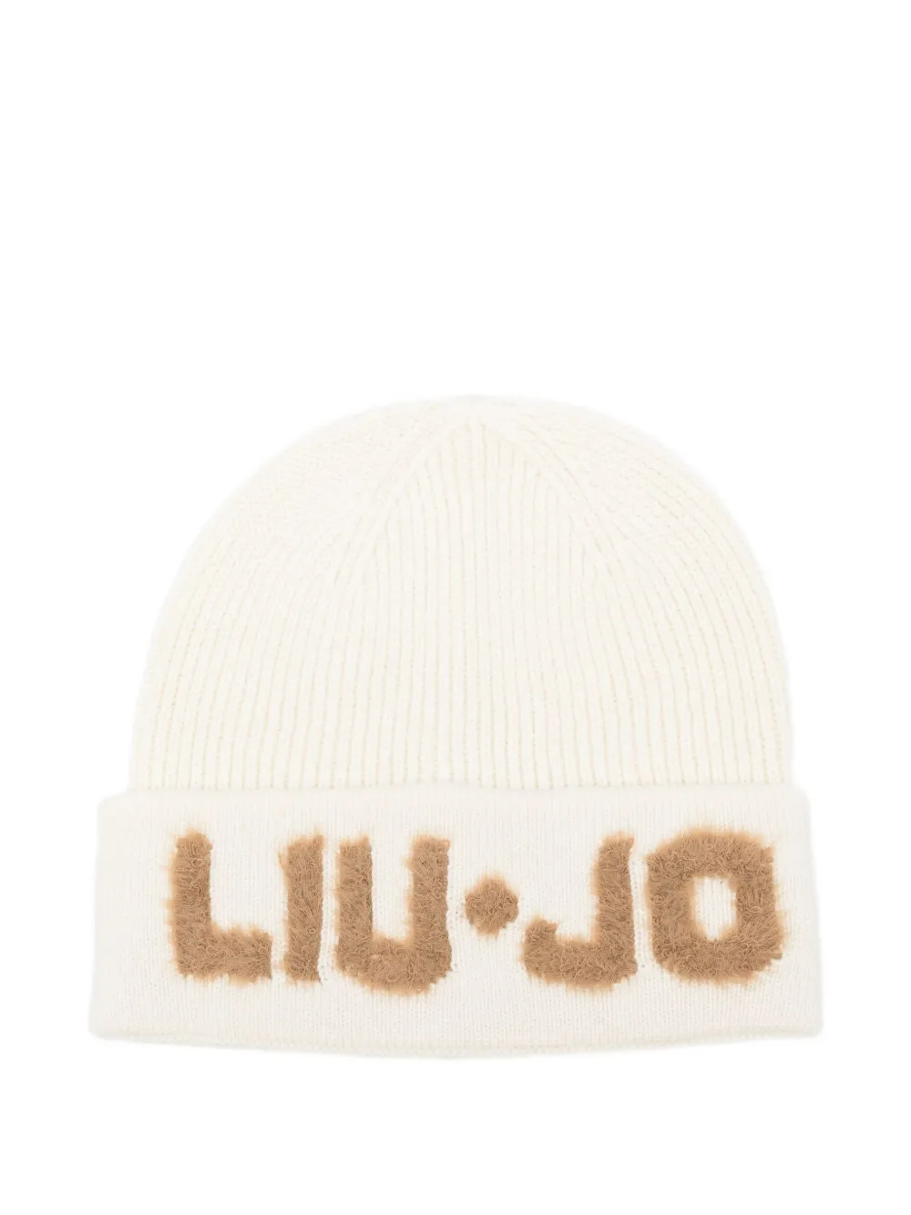 Liu •jo Logo-detail Ribbed Beanie In White