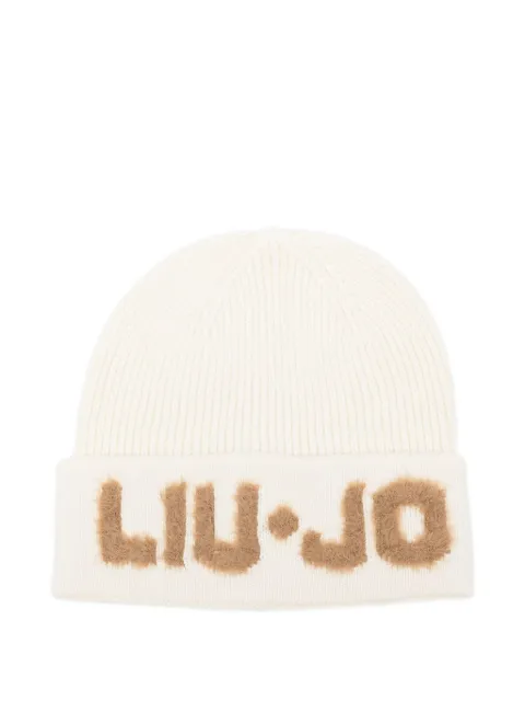 LIU JO Gerippte Beanie mit Logo-Detail