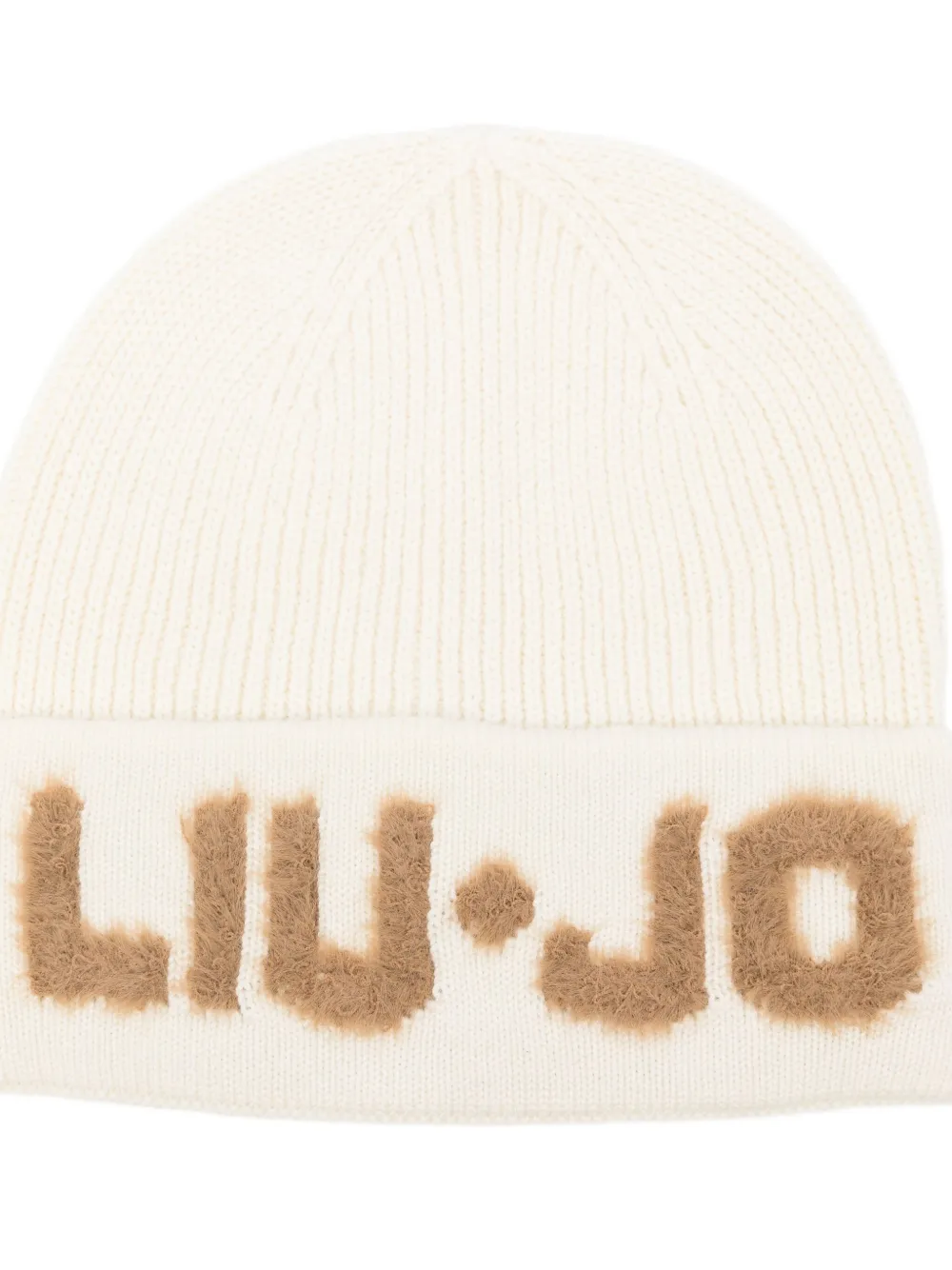 Liu •jo Logo-detail Ribbed Beanie In White