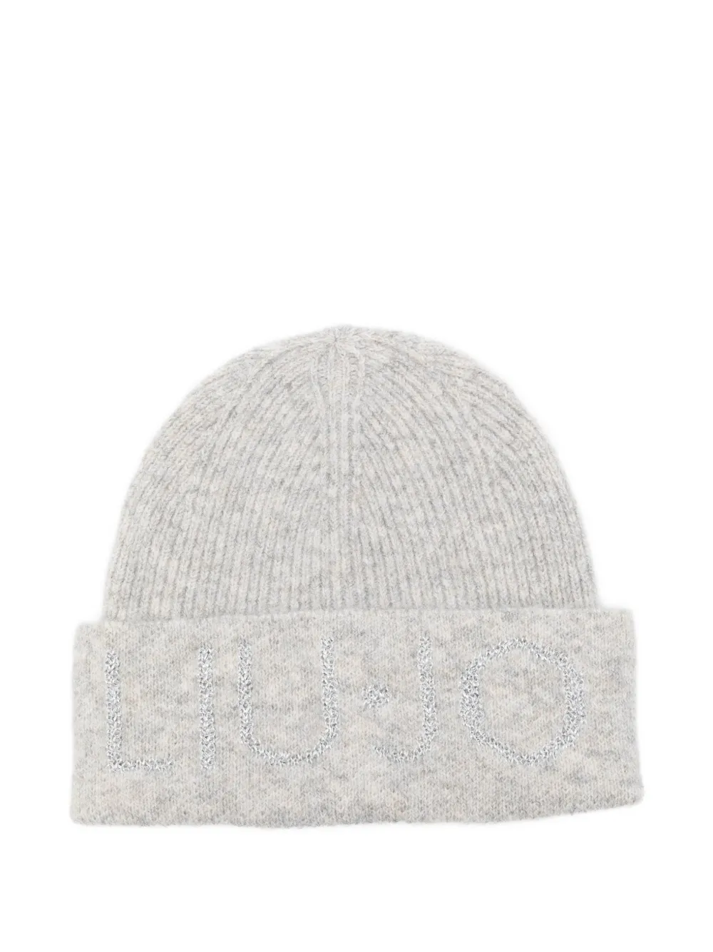Liu •jo Logo-detail Ribbed Beanie In Gray