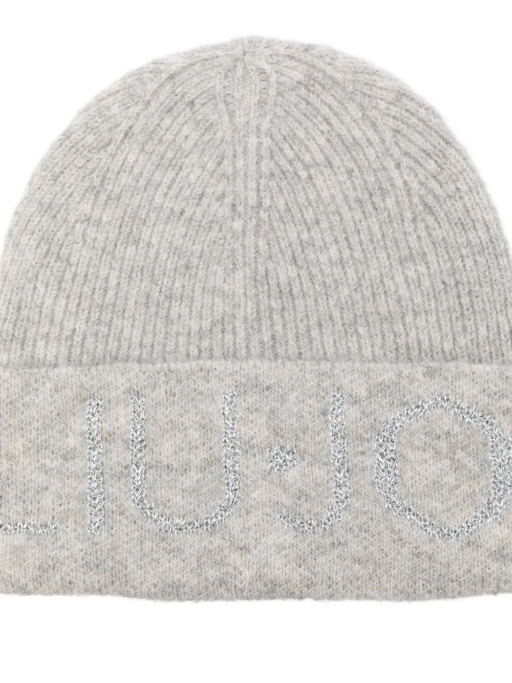 Liu •jo Logo-detail Ribbed Beanie In Gray