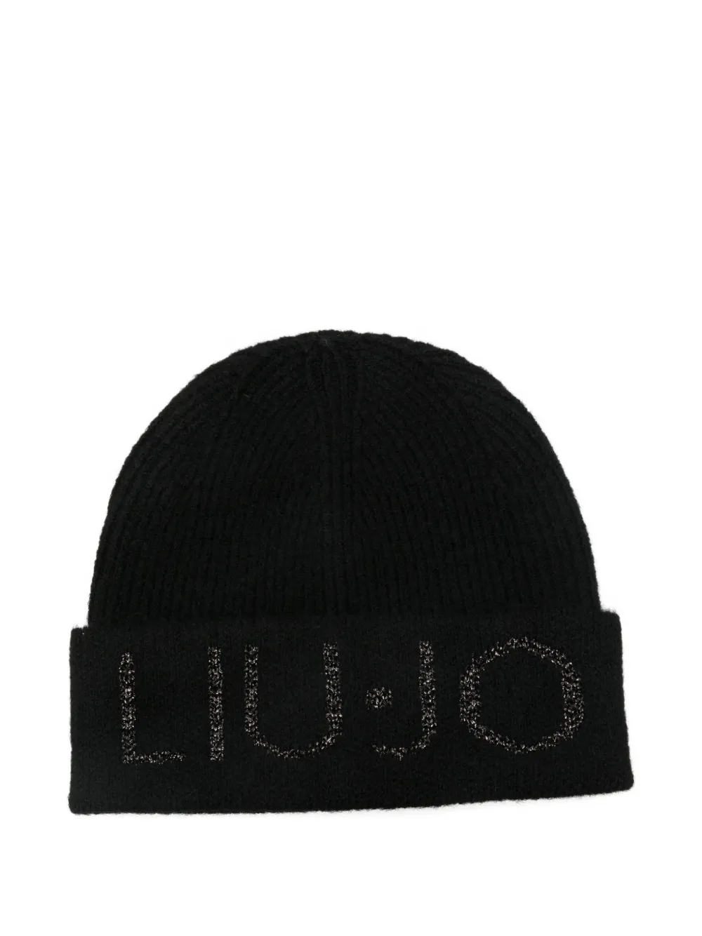 LIU JO logo-detail ribbed beanie | Black | Image 1
