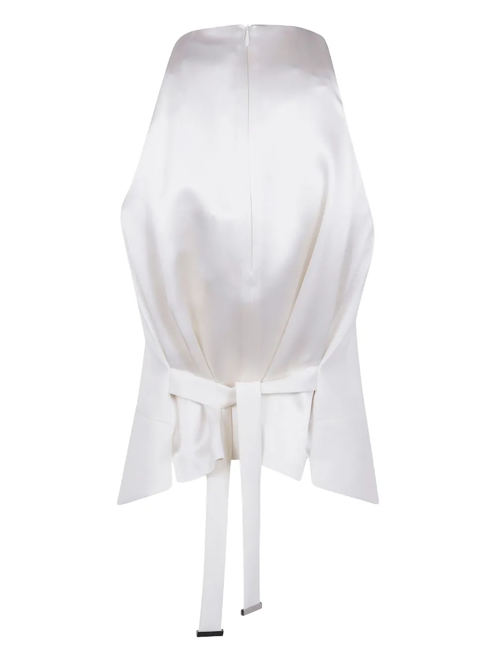 Max Mara Satin Wrap Sleeveless Jacket Buttons In White