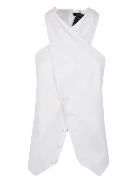 Max Mara cross-neck button top