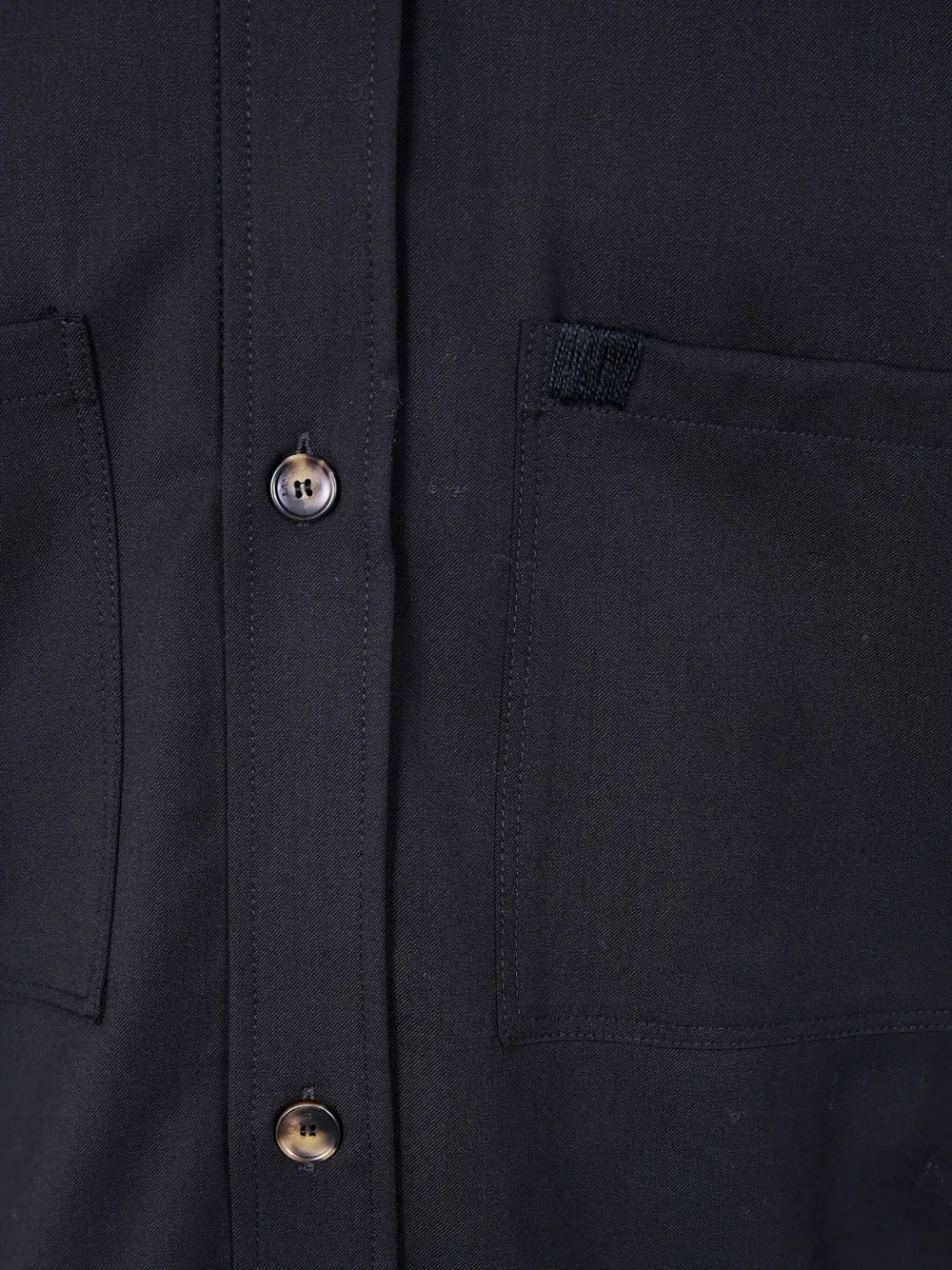 Laneus Wollen overhemd met opgestikte zak Zwart