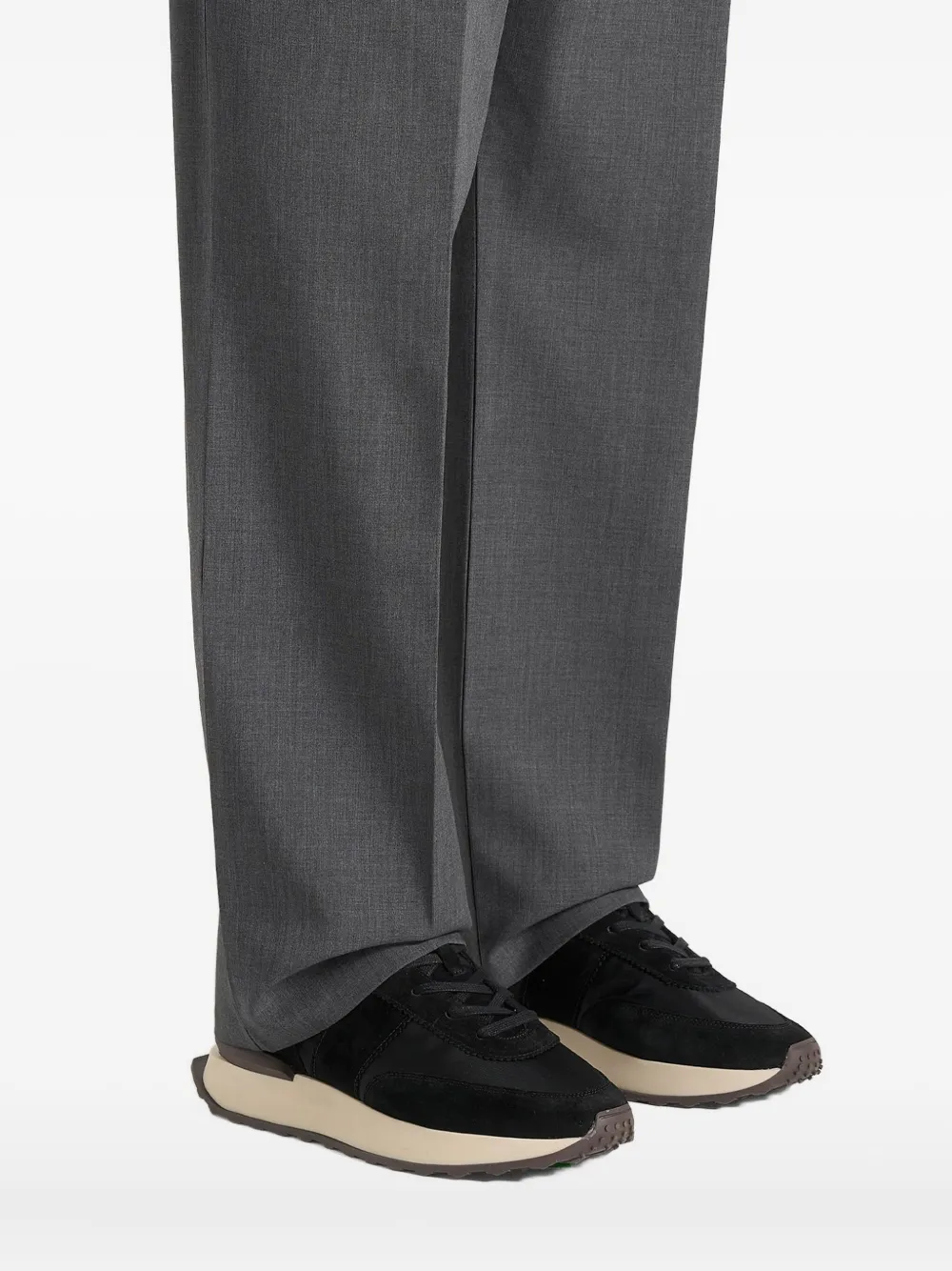 Manière De Voir Monaco suede-leather panelled sneakers Black