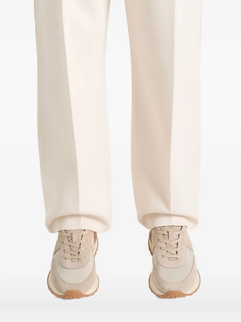 Manière De Voir Monaco suede leather paneled sneakers Neutrals