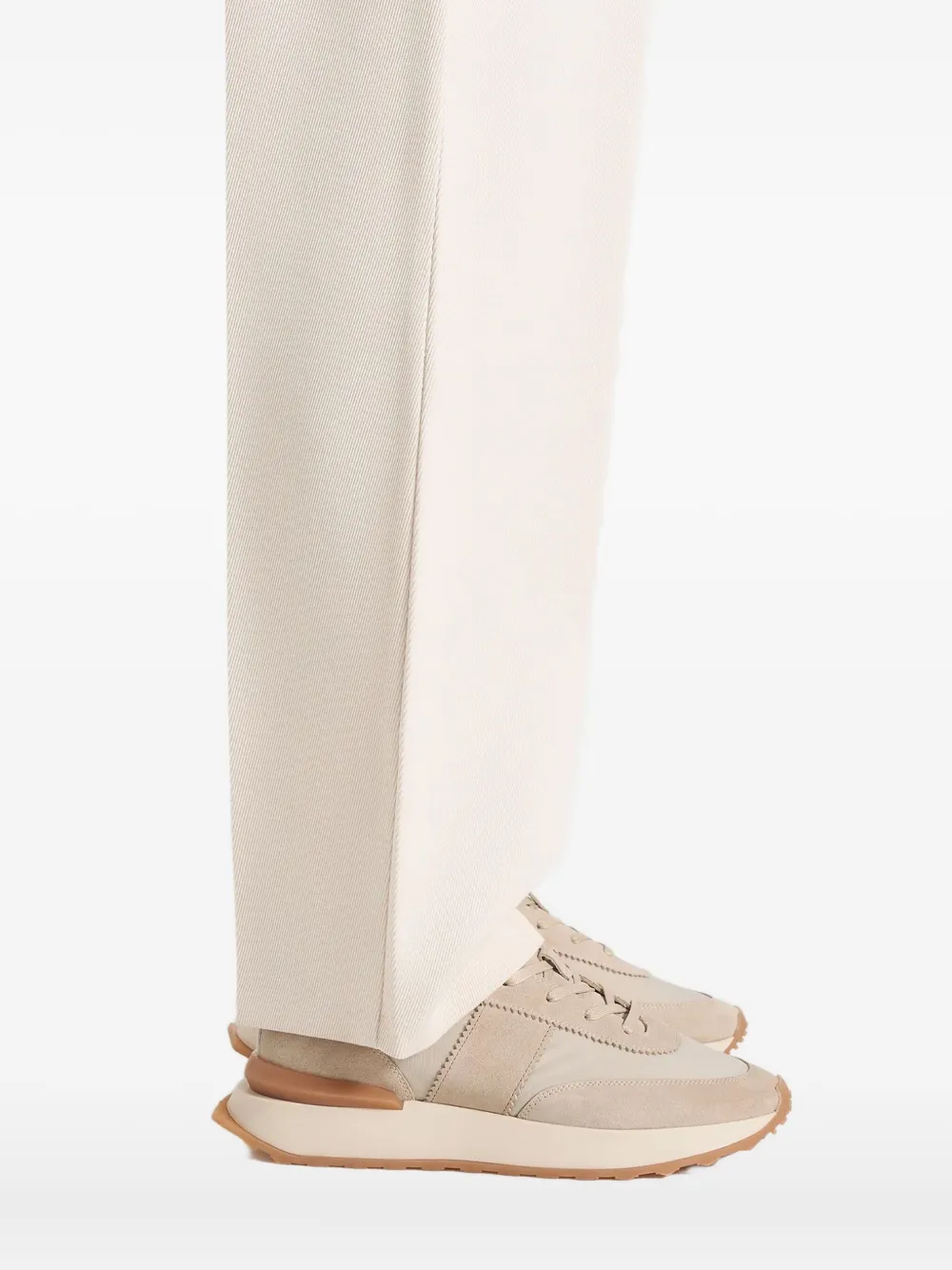 Manière De Voir Monaco suede leather paneled sneakers Neutrals