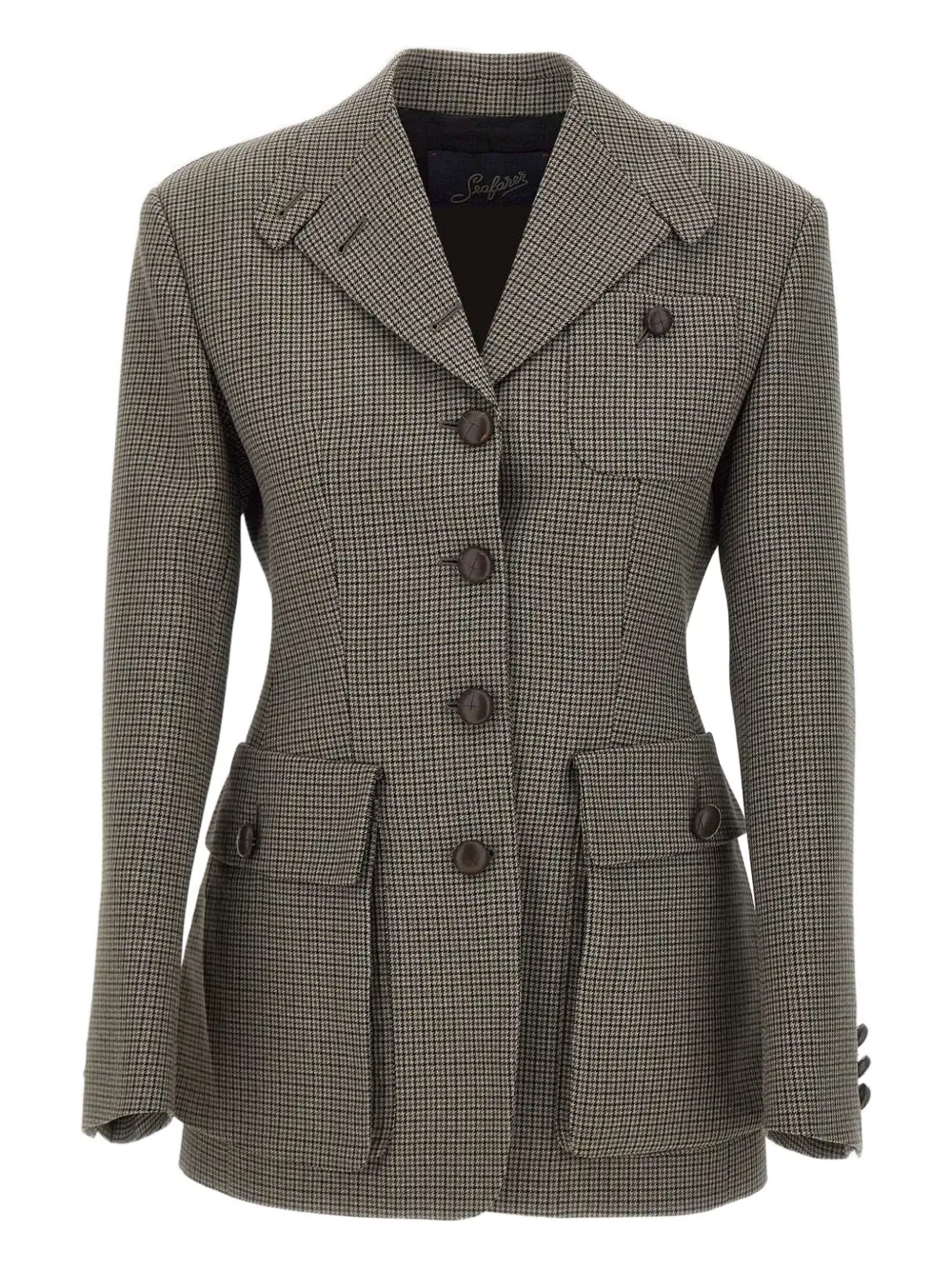 Seafarer Houndstooth Blazer In Gray