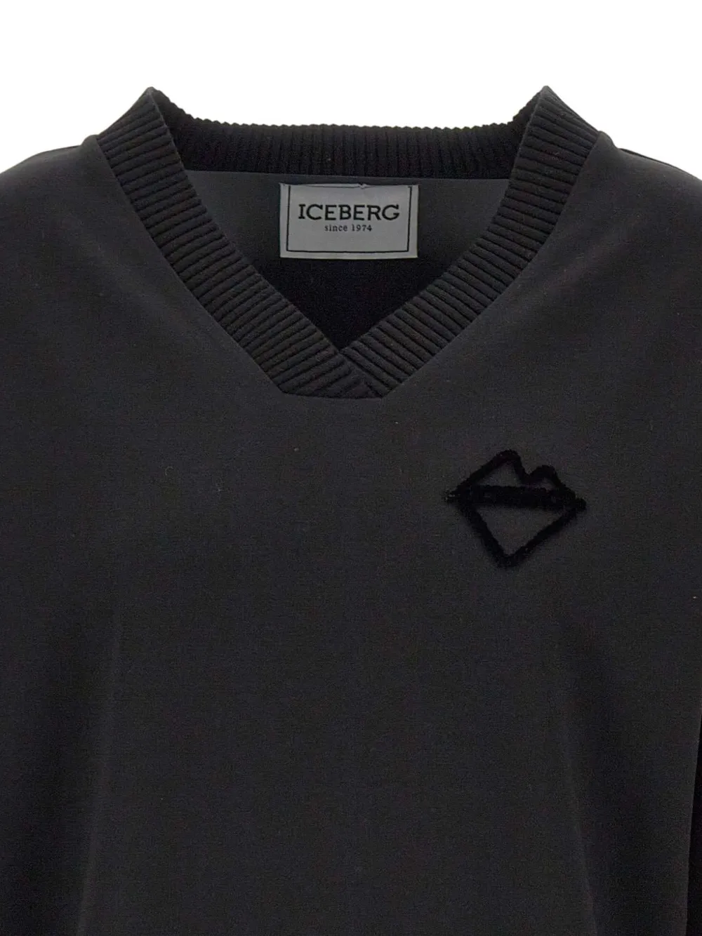 Iceberg Sweater met V-hals en logodetail Zwart