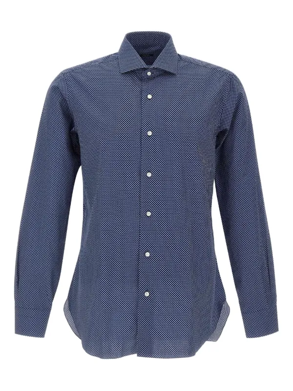 Barba Polka Dot-print Shirt in Blue