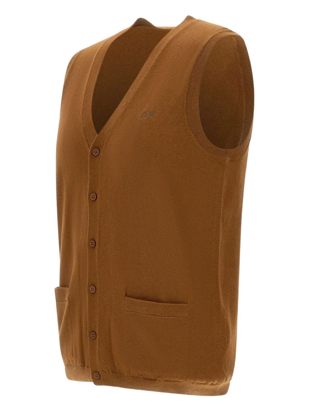 Sun68 Gilet met knoopsluiting en V-hals Bruin