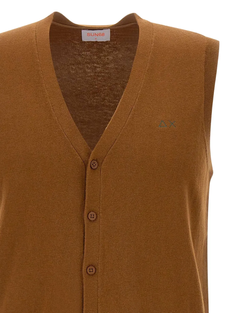 Sun68 Gilet met knoopsluiting en V-hals Bruin