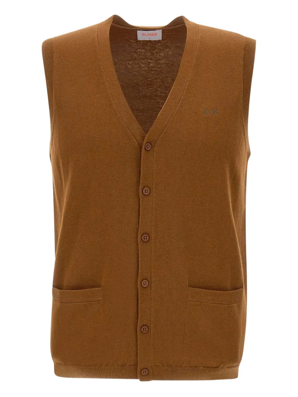 Sun68 button-fastening V-neck gilet | Brown | Image 1