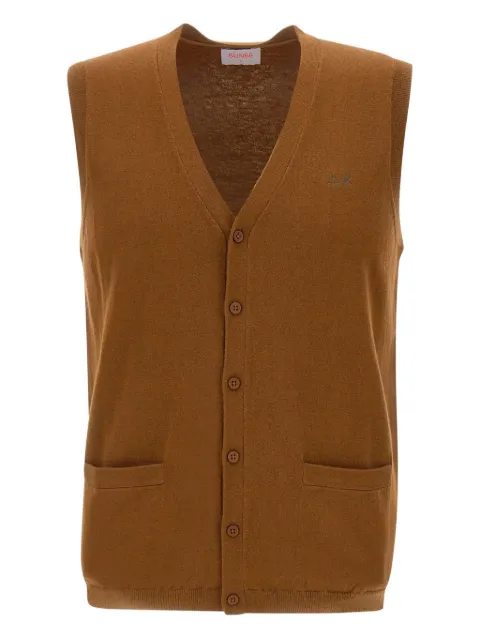 Sun68 button-fastening V-neck gilet