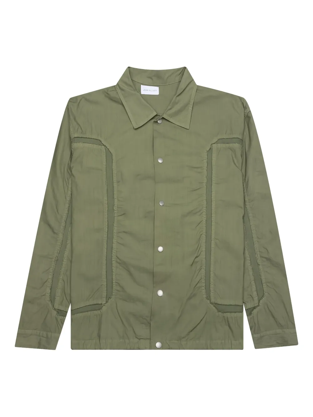 John Elliott panelled frayed-details shirt | Green | Image 1