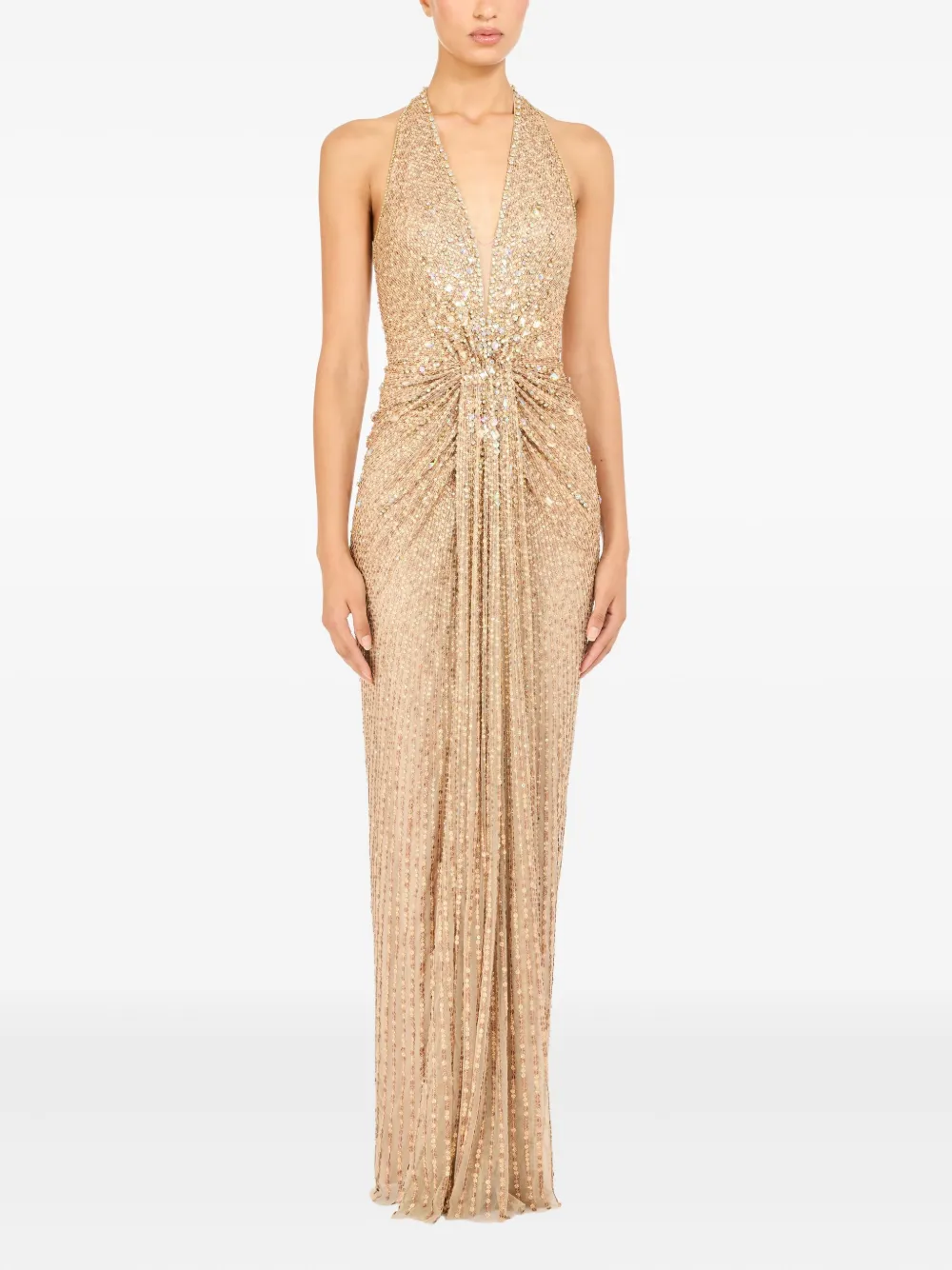 Jenny Packham Lana verfraaide maxi-jurk - Goud