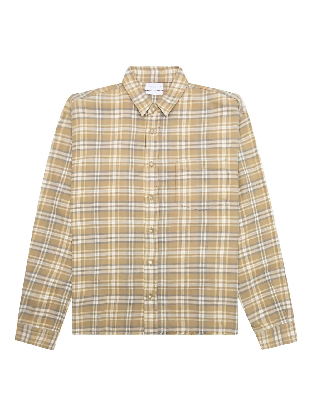 John Elliott Frayed Check-pattern Shirt In Gold